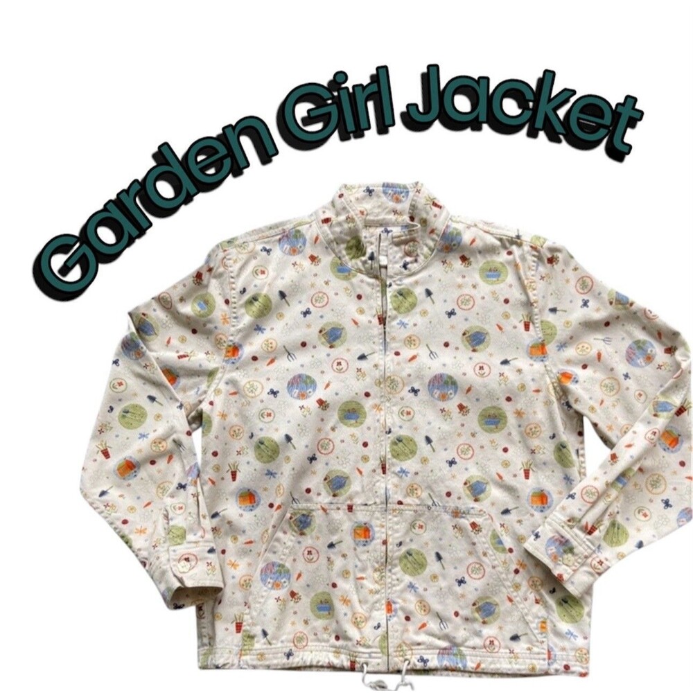 Christopher & Banks Garden Print Jacket Cottagecore Y2K Zip Up Floral Novelty S